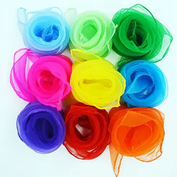1 шт. детские танцевальные шарфы Квадратный шелковый шарф Детские игрушки для игр на свежем воздухе Гимнастический реквизит для жонглирования Шарфы для ритм-группы