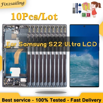 10 шт./Для Samsung S22 Ultra ЖК-дисплей С Сенсорным Экраном Digitizer Для Samsung Galaxy S22 Ultra 5G LCD S908 S908B S908U 100% тест