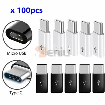 100шт Type C К Micro USB Android Адаптер Для Зарядки Конвертер для Samsung Xiaomi Huawei Usbc К Microusb V8 Otg Sync Разъем Для Зарядного Устройства
