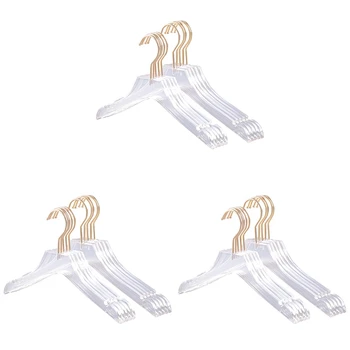 15 шт. Прозрачная акриловая вешалка для одежды с золотым крючком, прозрачная вешалка для рубашек с вырезами для Леди Kids L