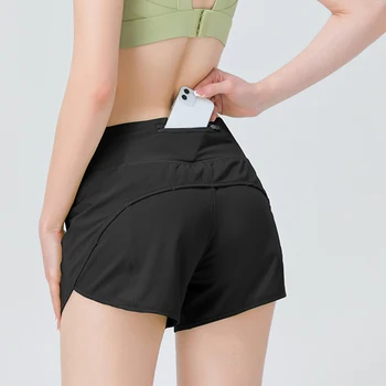 2023 Женские летние спортивные шорты для йоги с задним карманом на молнии, на ощупь имитирующие быстросохнущий лед, теннисные шорты для бега, уличная юбка
