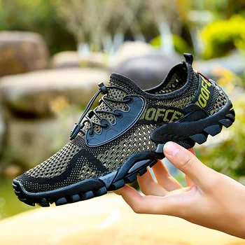 2023 Легкая походная водная обувь для мужчин, дышащие кроссовки Fly Wave, мужская спортивная обувь больших размеров на открытом воздухе для кемпинга, треккинговая обувь