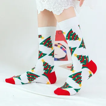 2023 Новые Рождественские носки Осенне-зимние Европейские и американские модные носки Ins, носки средней длины, рождественские носки с перекрестной каймой