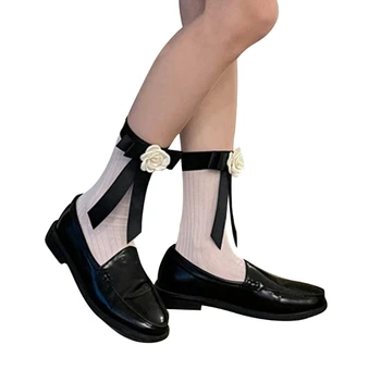 2023 Новые цветочные сладкие бантики, гладкая хлопчатобумажная одежда для ног, однотонные чулки для женщин на каждый день