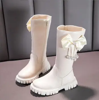 2023 Осень Зима, Новые Простые Зимние ботинки с мягкой подошвой для девочек, Корейские Детские Модные ботинки для мальчиков с круглым носком, Детские кроссовки