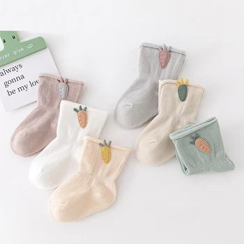 3шт Хлопчатобумажные Мягкие детские носки Дышащие Летние Весенние Сетчатые Чулки для новорожденных Мальчиков и девочек, нескользящие короткие носки для младенцев
