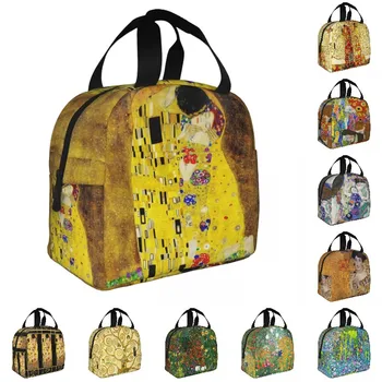 Bolsa de almuerzo The Kiss By Gustav Klimt para mujer y niño, bolso de mano portátil con aislamiento térmico para la escuela, Pi
