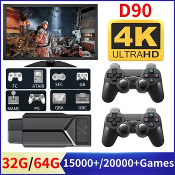 D90 TV Game Stick 2.4G Беспроводная Игровая Ретро-консоль для Видеоигр 4K HDMI-Совместимый Выход Для PS1/FC/GBA Video Game Stick 32G/64G