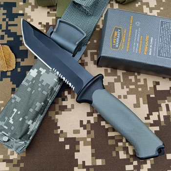Gb BG-9 Фиксированный нож с фиксированным лезвием Открытый Джунгли Тактический Военный охотничий инструмент EDC для защиты Резиновая ручка с ножнами