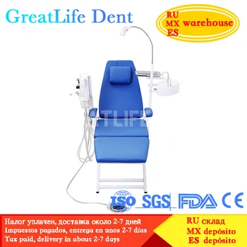 GreatLife Dent Дешевая стоматологическая установка, стоматологическое кресло, полный комплект, Стоматологическое Складное кресло, распродажа со светодиодной лампой и портативной турбинной установкой
