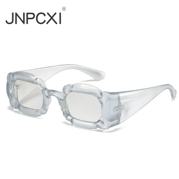 JNPCXI Новый Y2K Квадратные Женские солнцезащитные очки карамельного градиентного цвета, Женские Винтажные Брендовые дизайнерские Мужские солнцезащитные очки с неправильными широкими ножками
