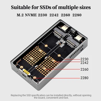 M.2 NVMe 2230 SSD Корпус Корпуса Портативный Внешний Твердотельный Диск PCIE 10 Гбит/с USB 3,2 Внешний мини-бокс с ЧПУ Поддерживает UASP