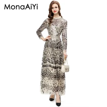 MonaAiYi Осеннее платье из полиэстера, для пригородных поездок, Сетчатое, с блестками, приталенное, с круглым вырезом, с длинным рукавом, бело-розовое платье