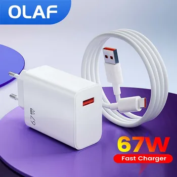 Olaf 67W USB C Зарядное Устройство Quick Charge 3.0 PD USB Type C Адаптер Быстрой Зарядки Для iPhone Samsung Xiaomi Huawei С Кабелем 10A Type C