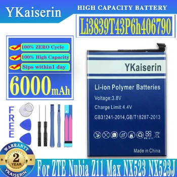 YKaiserin 6000 мАч Li3839T43P6h406790 Аккумулятор Для Телефона ZTE Nubia Z11 Max Z11Max NX523 NX523J Высококачественные Аккумуляторы