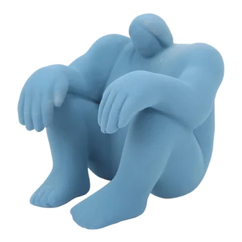 Абстрактная фигурка-статуя Минималистичный дизайн, хорошо выполненный синий Простой современный декор полки для подарков на Новоселье, украшения дома