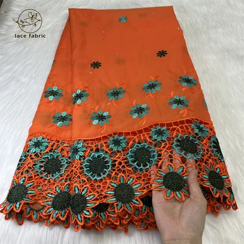Африканская Гипюровая кружевная ткань Хлопчатобумажная Африканская сухая кружевная ткань Нигерийская кружевная ткань 2023 Высококачественная кружевная ткань 5 ярдов для платья