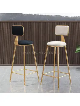 Барный стул Nordic Light luxury ins, современный простой барный стул, барный стул с высокой спинкой, чистый красный барный стул