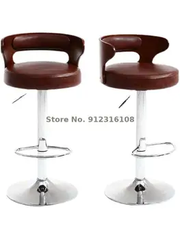 Барный стул кассира со спинкой из массива дерева, современный простой скандинавский подъемный вращающийся высокий стул, бытовой барный стул, вращающийся стул