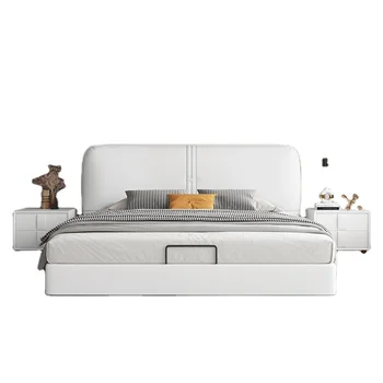 Белый простой дизайн комплект мебели для спальни Кровать Спальные гарнитуры роскошные кровати для хранения размера king size