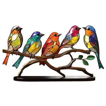 Витражные птицы на ветке, украшения из витражных птиц на ветке, Маленький домашний декор, акрил, долговечный для столовой