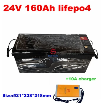 Водонепроницаемый 24V 160AH lifepo4 литиевый аккумулятор 100A BMS 4S 12,8 V для автодомов Солнечной энергии EV AGV инвертор + Зарядное устройство 10A