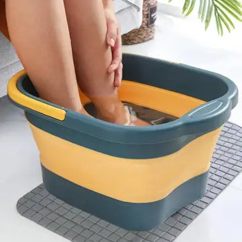 Гидромассажная ванна для ног, ванна для замачивания ног С массажными роликами, Педикюрный спа-центр для ног, снятие стресса с ног, Складное ведро для ванн для ног