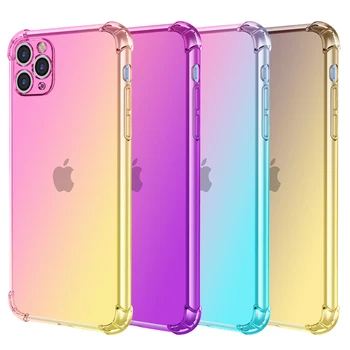 Двойной цветной градиентный чехол для iPhone 11 Pro Max iPhone 11 Pro Чехол для iPhone 11 силиконовый