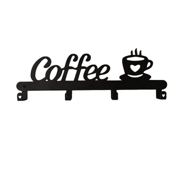 Держатель для кофейной кружки, настенный (4 крючка), декоративная вывеска для кухни или кафе-бара, для вешалок для кофейных кружек, дисплея и органайзера