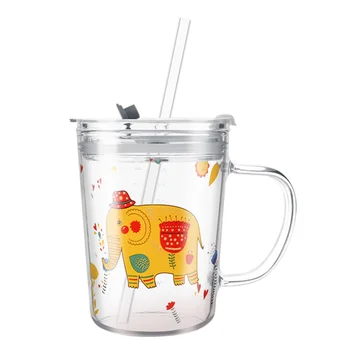 Детские чашки с крышками, Градуированная чашка, мультяшный слон, весы, Кружка для молока и кофе для малышей, кухонная посуда, сок для завтрака
