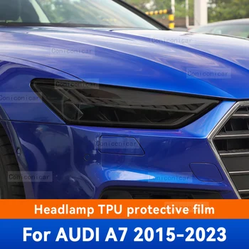 Для Audi A7 2015-2023 Защитная пленка для автомобильных фар Передний свет Черный TPU Против царапин Налобный фонарь Тонировочная наклейка Аксессуары