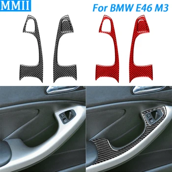 Для BMW 3 серии E46 M3 1998-2006 Декоративная крышка панели управления стеклоподъемником из настоящего углеродного волокна Наклейка для украшения интерьера автомобиля