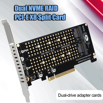 Дополнительная карта PCIEX8 для NVME M.2 MKEY 2 Порта Карты Расширения Скорость передачи данных 2x32 Гбит/с Адаптер расширения RAID-массива Материнская плата