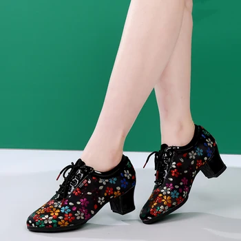 Женская обувь для танцев, обувь для латиноамериканских танцев, современная обувь для танго на мягкой подошве для взрослых, обувь для бальных танцев на среднем каблуке, обувь для бальных танцев на каблуке
