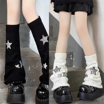 Женские длинные носки звездной вязки, гетры, японские носки для ботинок Harajuku