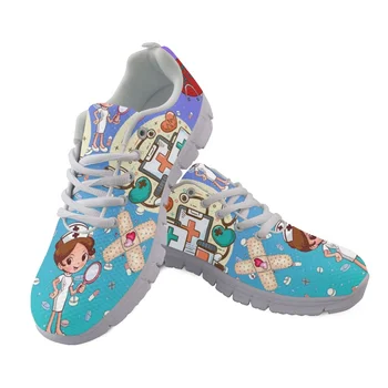 Женские медицинские кроссовки с рисунком медсестры Belidome с градиентом, сетчатые теннисные туфли для бега, легкие дышащие кроссовки для медсестры при ходьбе