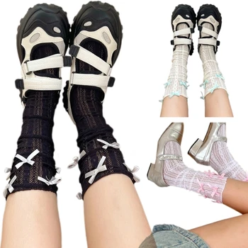 Женские носки С бантом, Длинные носки, Теплые однотонные носки, Кампусные носки для телят