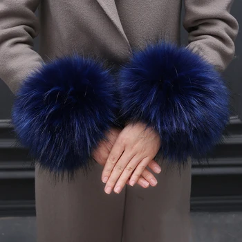 Женские перчатки с кольцом для рук, Пушистая милая ветрозащитная накладка из искусственного меха большого размера