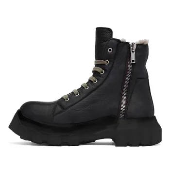 Зимние ботинки из натуральной шерсти, утепленные теплые и холодные, а также нескользящие шерстяные водонепроницаемые мужские ботинки из хлопка для улицы