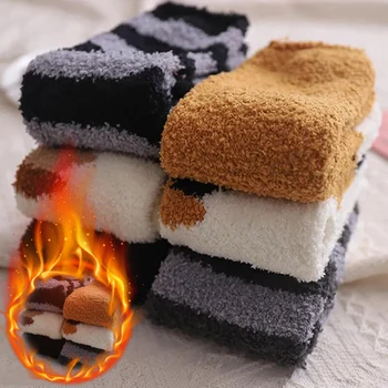 Зимние носки с рисунком милой кошачьей лапы, женские Плюшевые носки, Супер Мягкие для женщин, Утолщенные носки для домашнего сна