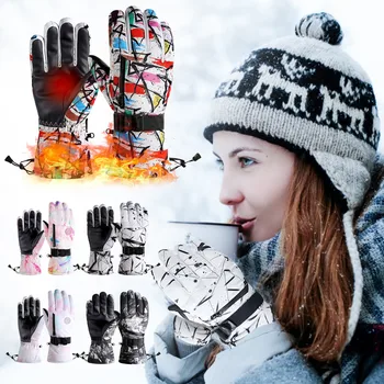 Зимние теплые лыжные перчатки для сноуборда, водонепроницаемые перчатки с сенсорным экраном и карманом на молнии Для мужчин, женские перчатки, варежки