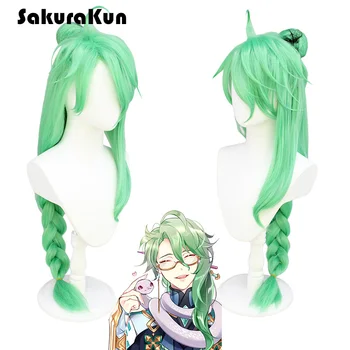 Игра Бай Чжу Косплей Genshin Impact Парик Длинный зеленый Baizhu косплей Genshin парик накладные волосы около 100 см
