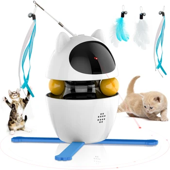 Игрушки для кошек 4 в 1, электрические интерактивные игрушки для помещений с мячом и пером, Автоматическая погоня, упражнения, Лазерная игрушка, перезаряжаемая через USB