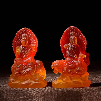 Карманная Маленькая Статуя Будды Манджушри из красной Смолы 11 см, Тибетские поставщики Самантабхадры, украшения для дома, Фигурки