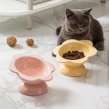 Керамическая миска для воды для кошек, приподнятые миски для питья домашних животных, миски для еды, товары для щенков, приподнятые наклонные кормушки для собак