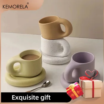 Керамическая чашка для эспрессо KEMORELA, расписанная вручную Геометрическая Керамическая кружка Ручной работы, Нестандартная чашка для чая с молоком, Креативный подарок на День рождения