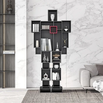Книжная полка-робот, Книжный шкаф для домашнего офиса, Простой стеллаж для мобильного хранения в гостиной