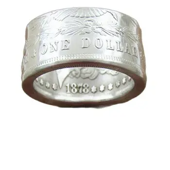 Кольцо с монетой в долларах Моргана из чистого серебра 1878 года, очень блестящее, ручной работы, размер США 8-16, Дата изготовления на заказ