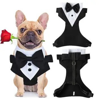 Костюм с галстуком, одежда с бантом, плюшевая свадебная одежда для домашних животных, рождественская одежда для Хэллоуина, рубашка для официальных мероприятий, костюм для собаки, смокинг, бульдог, стильная собака