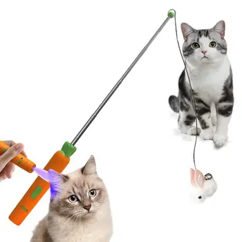 Кошачьи палочки, игрушка для ловли кошек, выдвижная палочка для котенка, интерактивная игрушка-дразнилка с кроликом и колокольчиком для домашних кошек, упражнения для котят